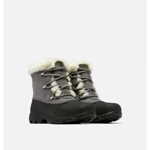 NEW SOREL Women's Snow Angel Quarry Gray Black Insulated WP Snow Boots Size 7